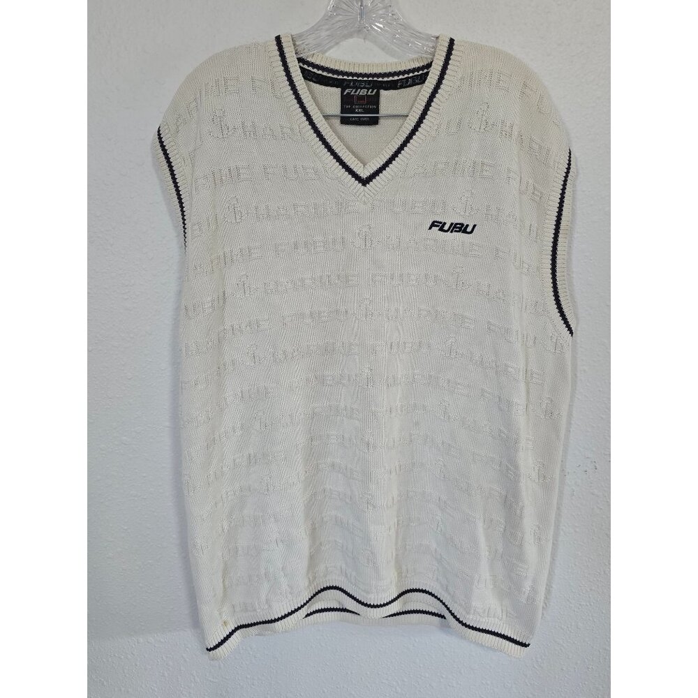Vintage FUBU Cable Knit Sweater Vest Mens Sz XXL